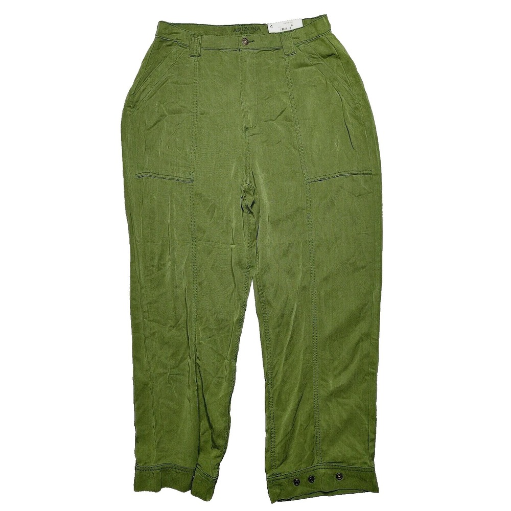 Arizona Womens Juniors 17 Green Highest Rise Snap Ankle Balloon Pants NEW